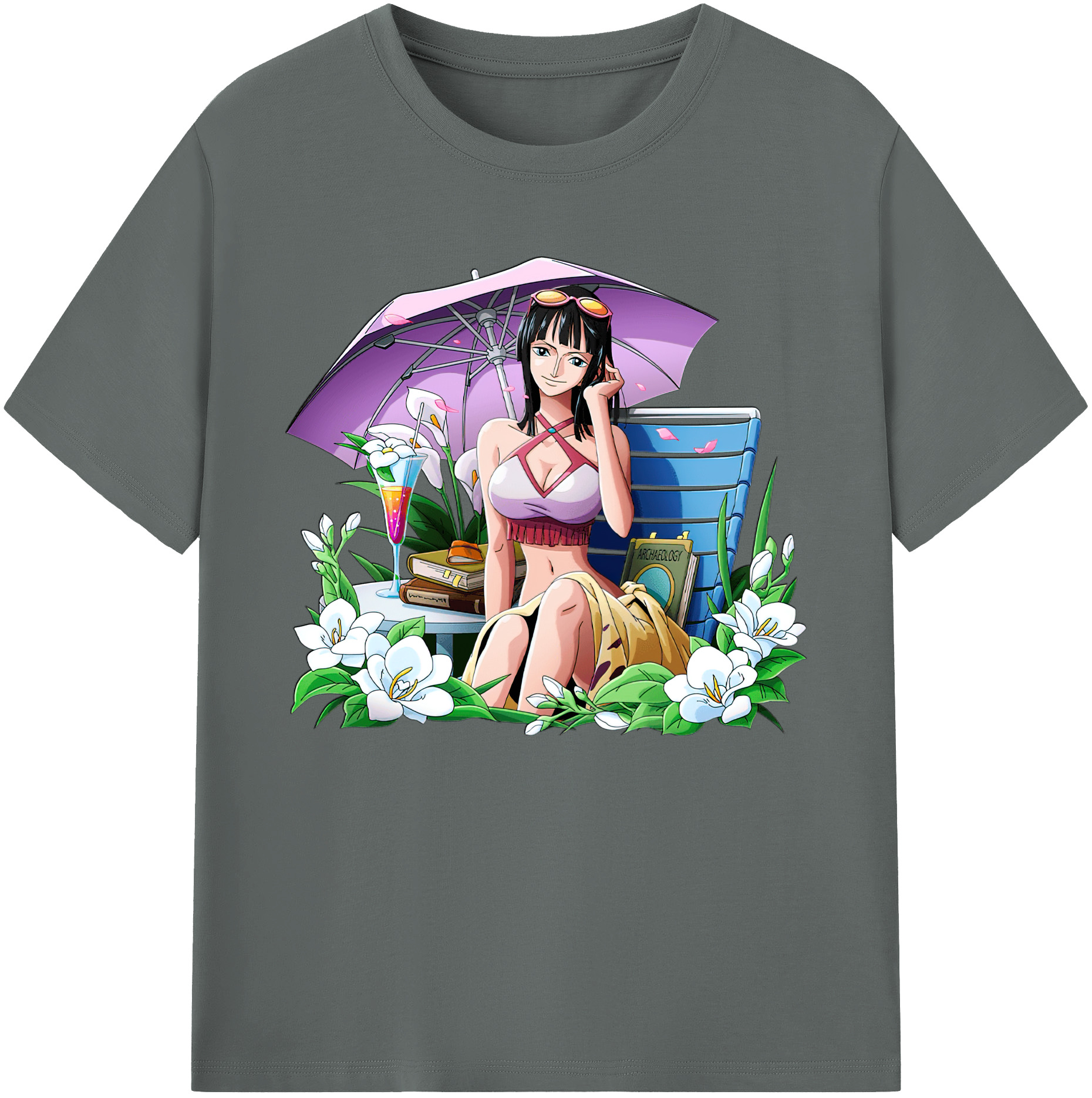 ワンピース ニコ・ロビン ONE PIECE Nico Robin 綿100％ メンズ半袖Tシャツ｜肌触りやわらか＆通気性